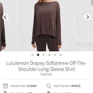 lululemon athletica Espresso Long Sleeve Top drapey softstreme